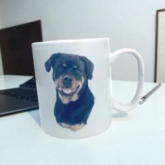 Vintage White Ceramic Rottweiler Mug - Picture 1 of 5